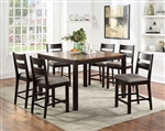 Valdor 7 Piece Counter Height Dining Set in Dark Oak/Espresso/Gray Finish by Furniture of America - FOA-CM3495PT