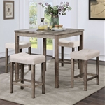 Torrean 5 Piece Counter Height Dining Set in Gray/Beige Finish by Furniture of America - FOA-CM3582LG-PT-5PK