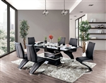 Midvale 7 Piece Dining Room Set in Black/Chrome Finish by Furniture of America - FOA-CM3650BK