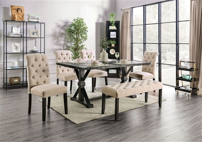 Alfred 7 Piece Dining Room Set with Ivory Chairs by Furniture of America - FOA-CM3735-CM3735IV