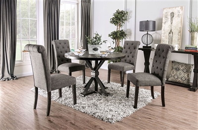 Alfred 5 Piece Round Table Dining Room Set with Gray Chairs by Furniture of America - FOA-CM3735-R-CM3735GY