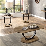 Olbia 3 Piece Occasional Table Set in Rustic Oak/Sand Black Finish by Furniture of America - FOA-CM4199A-3PK