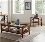 Izar 2 Piece Occasional Table Set in Dark Oak Finish by Furniture of America - FOA-CM4355A-2PK