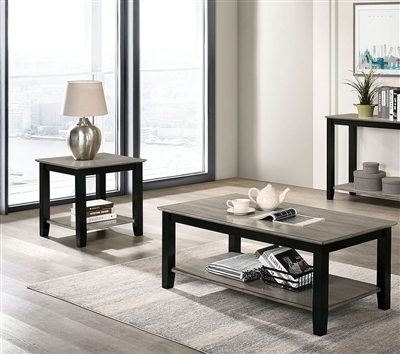 Ciana 2 Piece Occasional Table Set in Gray/Black Finish by Furniture of America - FOA-CM4383-2PK