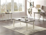 Monmouth 3 Piece Occasional Table Set in Antique White/Brown by Furniture of America - FOA-CM4388BW-3PK