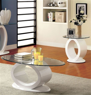 Lodia III 2 Piece Occasional Table Set in White by Furniture of America - FOA-CM4825WH-2PK