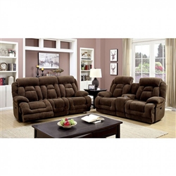 Grenville 2 Piece Power-Assist Sofa Set in Brown by Furniture of America - FOA-CM6010-PM