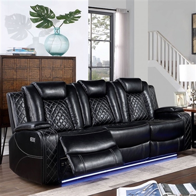 Lubeck Power Sofa in Black by Furniture of America - FOA-CM6081-SF-PM
