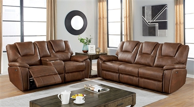 Ffion 2 Piece Power Sofa Set in Brown Finish by Furniture of America - FOA-CM6219BR