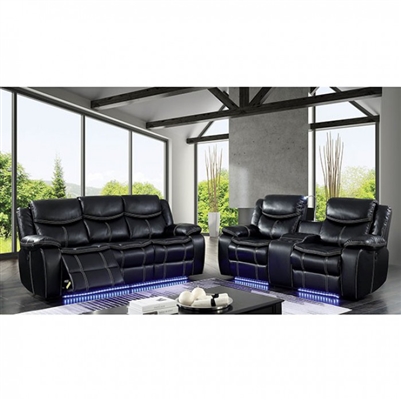 Sirius 2 Piece Recliner Sofa Set in Black by Furniture of America - FOA-CM6567