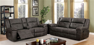 Chichester 2 Piece Recliner Sofa Set in Dark Brown by Furniture of America - FOA-CM6943