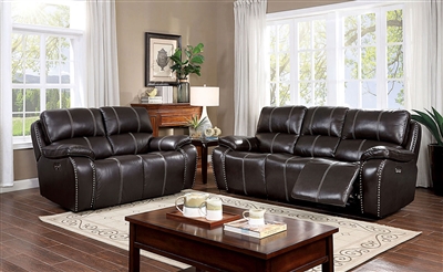 Eppi 2 Piece Power Sofa Set in Dark Brown by Furniture of America - FOA-CM6973