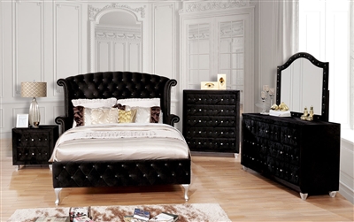 Alzire 6 Piece Bedroom Set in Black Finish by Furniture of America - FOA-CM7150BK