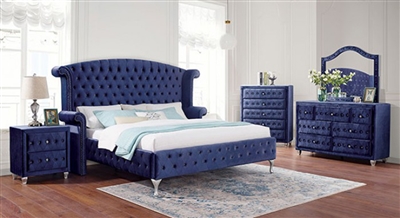 Alzir 6 Piece Bedroom Set in Blue Finish by Furniture of America - FOA-CM7150BL