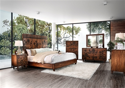 Amarantha 6 Piece Bedroom Set in Dark Oak Finish by Furniture of America - FOA-CM7362