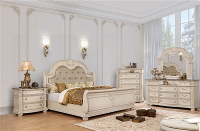 Ammanford 6 Piece Bedroom Set in Antique Whitewash Finish by Furniture of America - FOA-CM7560