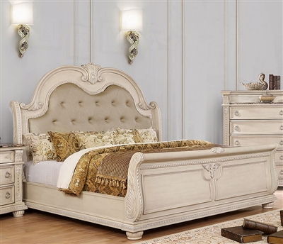 Ammanford Bed in Antique Whitewash Finish by Furniture of America - FOA-CM7560-B