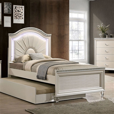 Allie Twin Bed in Pearl White Finish by Furniture of America - FOA-CM7901-B