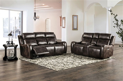 Barclay 2 Piece Power Sofa Set in Dark Brown by Furniture of America - FOA-CM9906