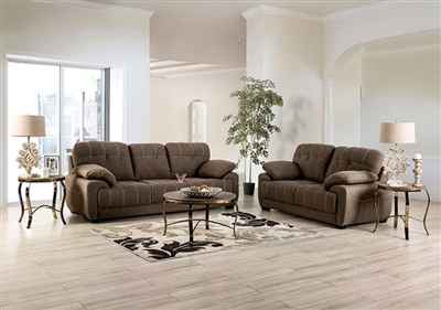Canby 2 Piece Sofa Set in Brown Finish by Furniture of America - FOA-EM6722BR