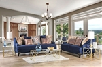 Sisseton 2 Piece Sofa Set in Navy by Furniture of America - FOA-SM2210