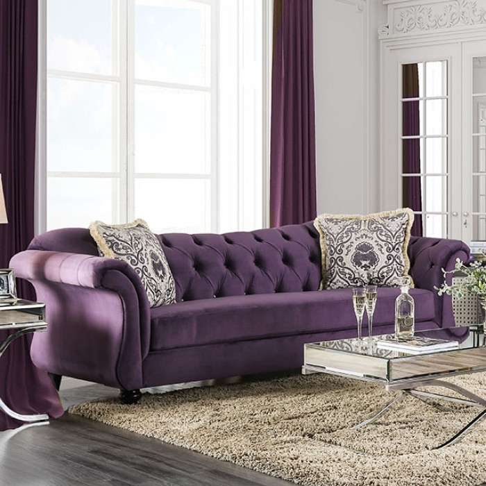 Antoinette Sofa in Purple by Furniture of America - FOA-SM2222-SF