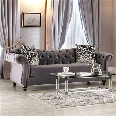 Antoinette Sofa in Gray by Furniture of America - FOA-SM2229-SF