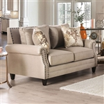 Briana Love Seat in Beige/Gold Finish by Furniture of America - FOA-SM2676-LV