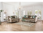 Elicia 2 Piece Sofa Set in Champagne/Turquoise Finish by Furniture of America - FOA-SM2685