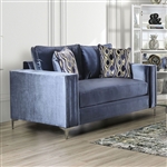 Jodie Love Seat in Satin Blue/Silver Finish by Furniture of America - FOA-SM2687-LV