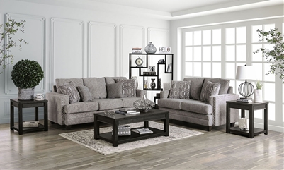 Emelie 2 Piece Sofa Set in Light Gray by Furniture of America - FOA-SM4011