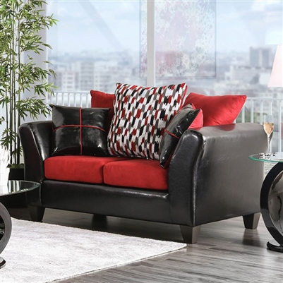 Braelyn Love Seat in Black/Red by Furniture of America - FOA-SM4060-LV