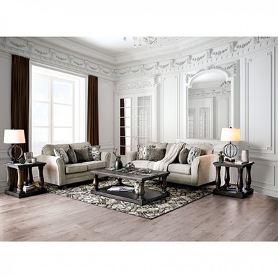 Aleah 2 Piece Sofa Set in Light Gray by Furniture of America - FOA-SM4110
