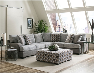 Alannah Sectional Sofa in Light Gray/Gray/Brown Finish by Furniture of America - FOA-SM5184