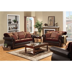 Franklin 2 Piece Sofa Set in Burgundy by Furniture of America - FOA-SM6107N