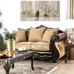 Aislynn Love Seat in Gold/Espresso by Furniture of America - FOA-SM6423-LV