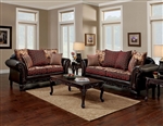 Ellis 2 Piece Sofa Set in Burgundy/Brown/Dark Cherry Finish by Furniture of America - FOA-SM7507N