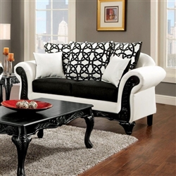 Dolphy Love Seat in Black & White by Furniture of America - FOA-SM7600-LV