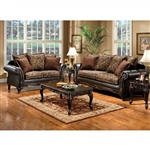 Rotherham 2 Piece Sofa Set in Brown & Espresso by Furniture of America - FOA-SM7630