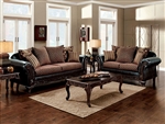 San Roque 2 Piece Sofa Set in Brown/Espresso/Dark Cherry Finish by Furniture of America - FOA-SM7635N