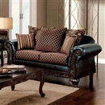 San Roque Love Seat in Brown/Espresso/Dark Cherry Finish by Furniture of America - FOA-SM7635N-LV