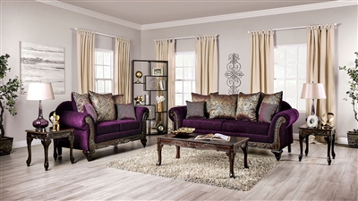 Casilda 2 Piece Sofa Set in Purple Finish by Furniture of America - FOA-SM7743