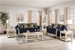 Marinella 2 Piece Sofa Set in Royal Blue Finish by Furniture of America - FOA-SM7744