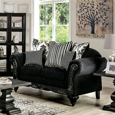 Luciano Love Seat in Black Finish by Furniture of America - FOA-SM7746-LV