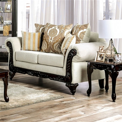 Delizia Love Seat in Cream Upholstery by Furniture of America - FOA-SM7748-LV