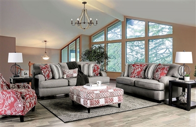 Ames 2 Piece Sofa Set in Charcoal by Furniture of America - FOA-SM8250