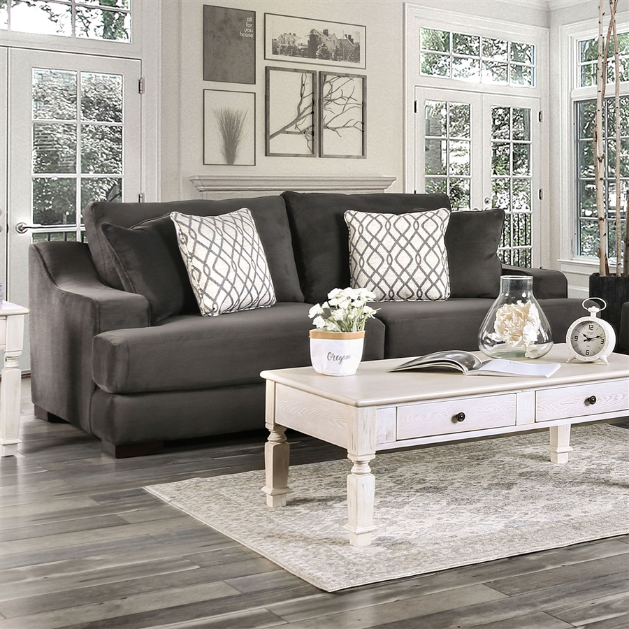 Adrian Sofa in Charcoal by Furniture of America - FOA-SM9102-SF