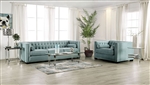 Elliot 2 Piece Sofa Set in Pale Teal by Furniture of America - FOA-SM9117