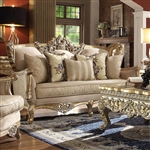 Victorian Antique Gold Wood Trim Loveseat by Homey Design - HD-04-L