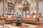 Upholstered 2 Piece Living Room Set in Bright Gold Finish by Homey Design - HD-106